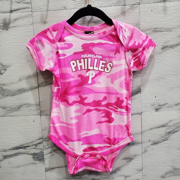 Code V Baby One Piece Romper Size 12 Mo Pink Camo Philadelphia Philles P - Picture 1 of 8